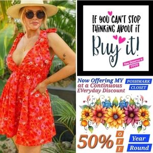 ☆☆Buddy Love Red Floral Tie-Strap Mini Dress. NWOT Size XS ■ Offers Welcome